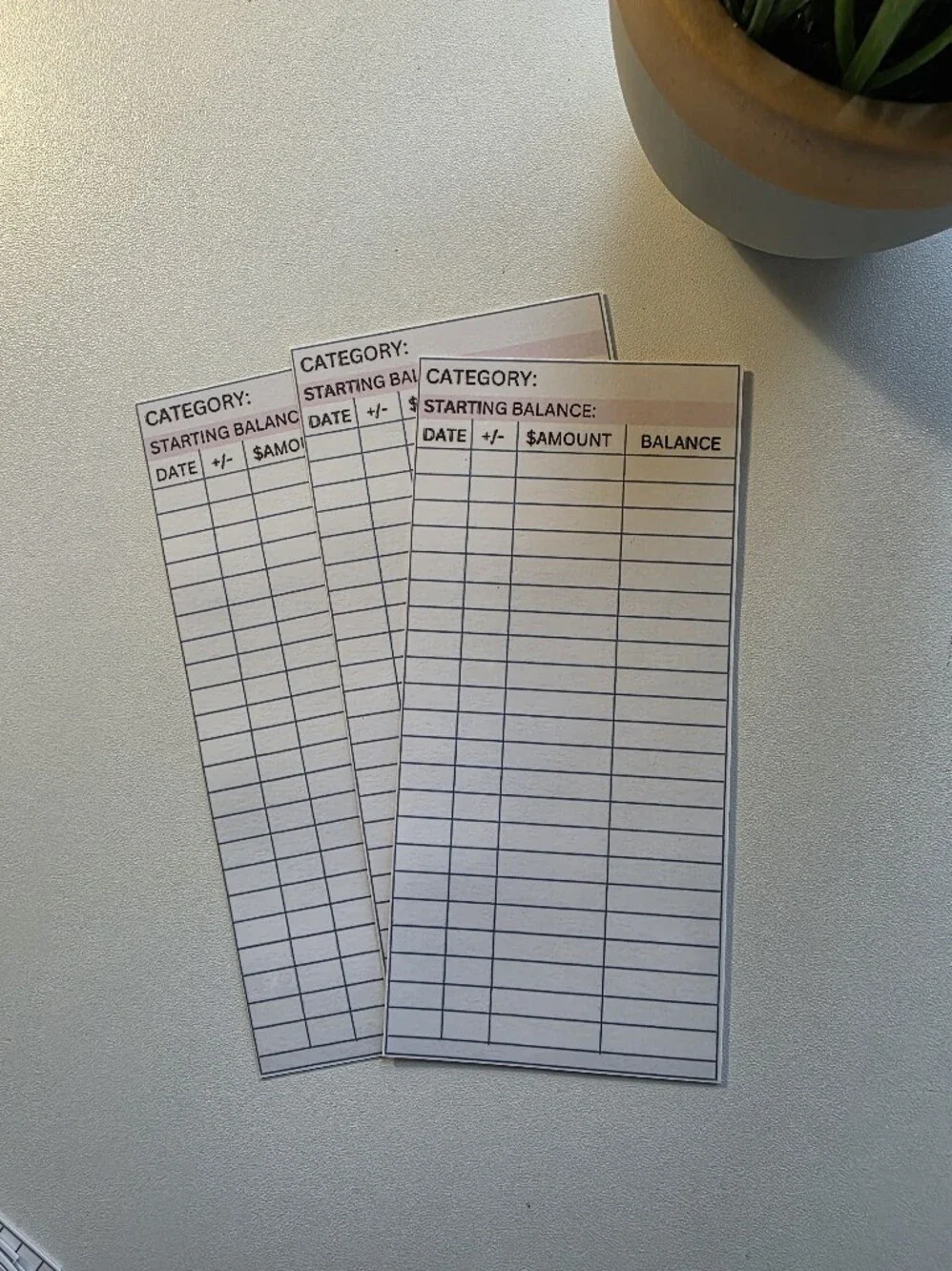 A6 Cash Envelope Trackers. Set Of 6